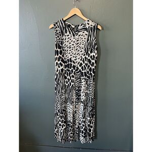 American Angel Womens Black Animal Pring Sleeveless Slip Long Dress Size Large Y